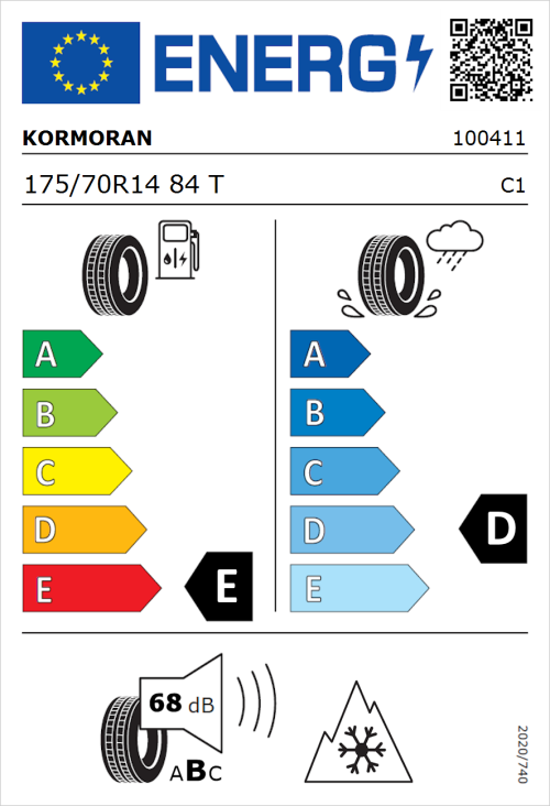 Tyre Label for Kormoran Snowpro 175/70R14 84T